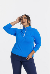 Kinona Keep It Covered Longsleeve Women's Golf Top - Azure Blue - FINAL SALE