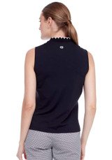 Swing Control Velocity Scalloped Edge Women's Golf Top - Black