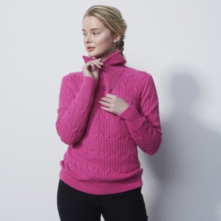 Daily Sports Cable Knit Lined Woman's Golf Pullover - Tulip Pink