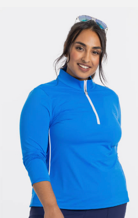 Kinona Keep It Covered Longsleeve Women's Golf Top - Azure Blue - FINAL SALE