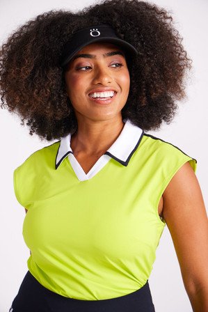 Kinona Janey Collar Shortsleeve Top - Chartreuse