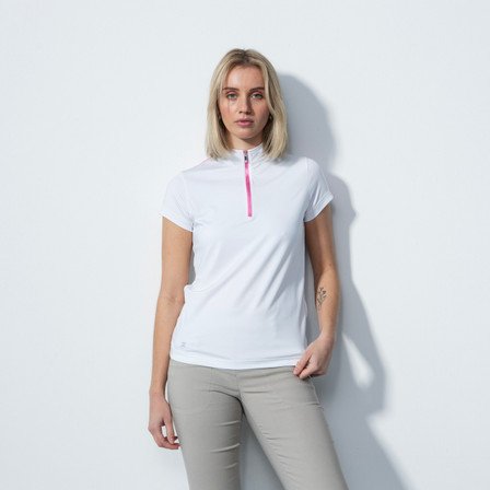 Daily Sports Golferi Cap Sleeve Polo Golf Shirt - White Pink 