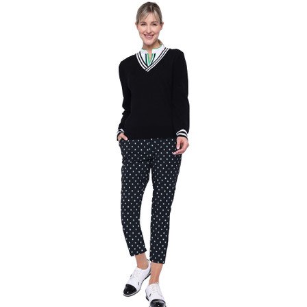 Belyn Key Side Bk Women's Golf Crop Pant - Black White