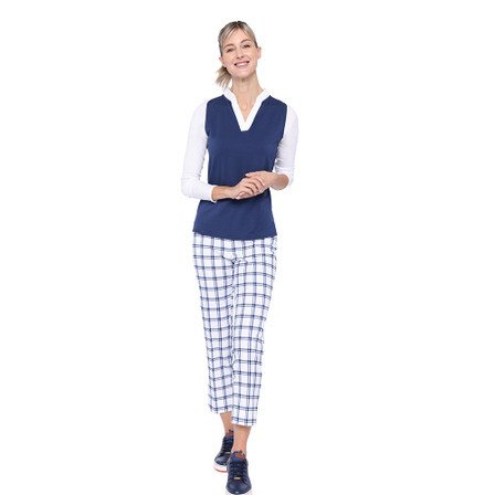 Belyn Key Bk Crop Women's Golf Pant - White Blue