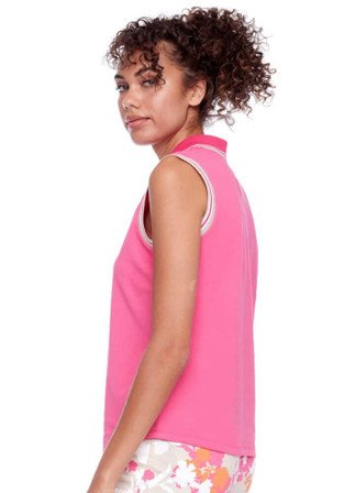 Swing Control Pique Sleeveless Collared Women's Golf Top - Pink