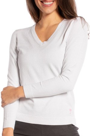 Golftini Stretch V-neck Sweater - White