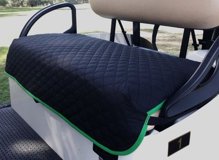  Golf Chic Golf Black Quilted Cart Seat Cover with Green Binding