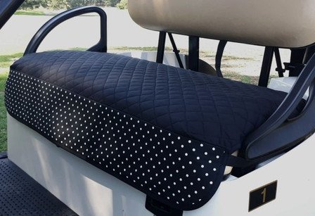 Golf Chic Golf Black Quilted Cart Seat Cover with B&W Polka Dots